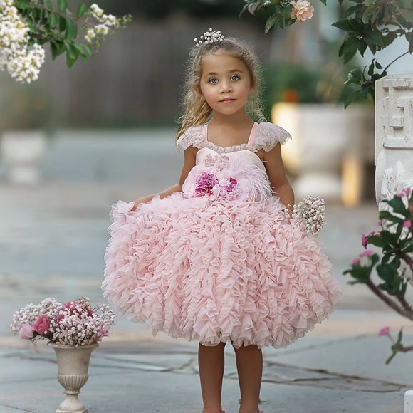 NWT Dollcake Couture Happily Ever After Pink Girls Dress w Sash Girls sz 6